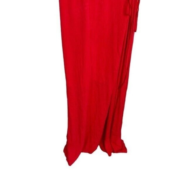 Lulu’s Much Obliged Dress Red Maxi Wrap Gauz Size Small - Picture 6 of 13